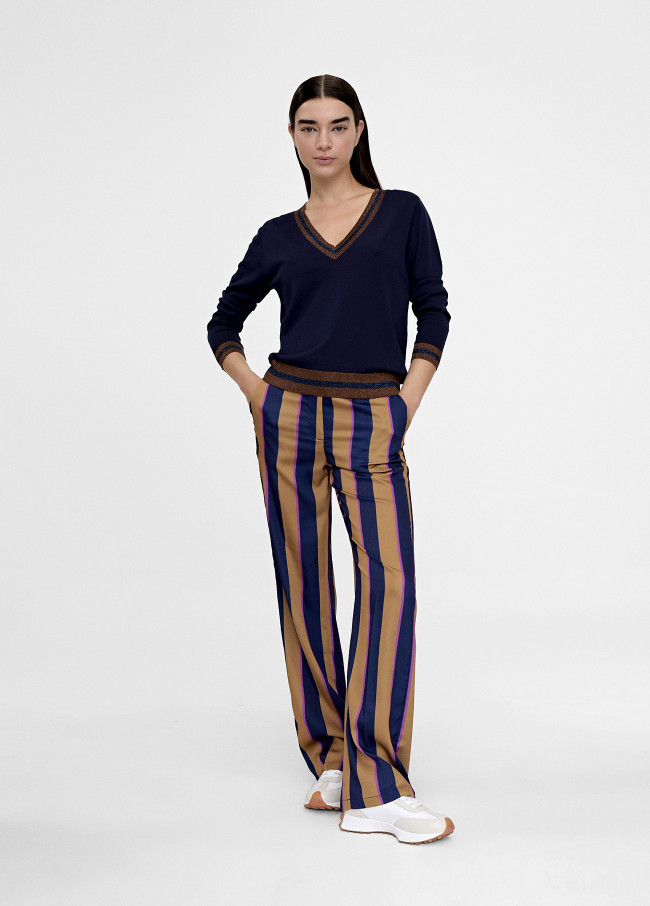 Straight striped trousers